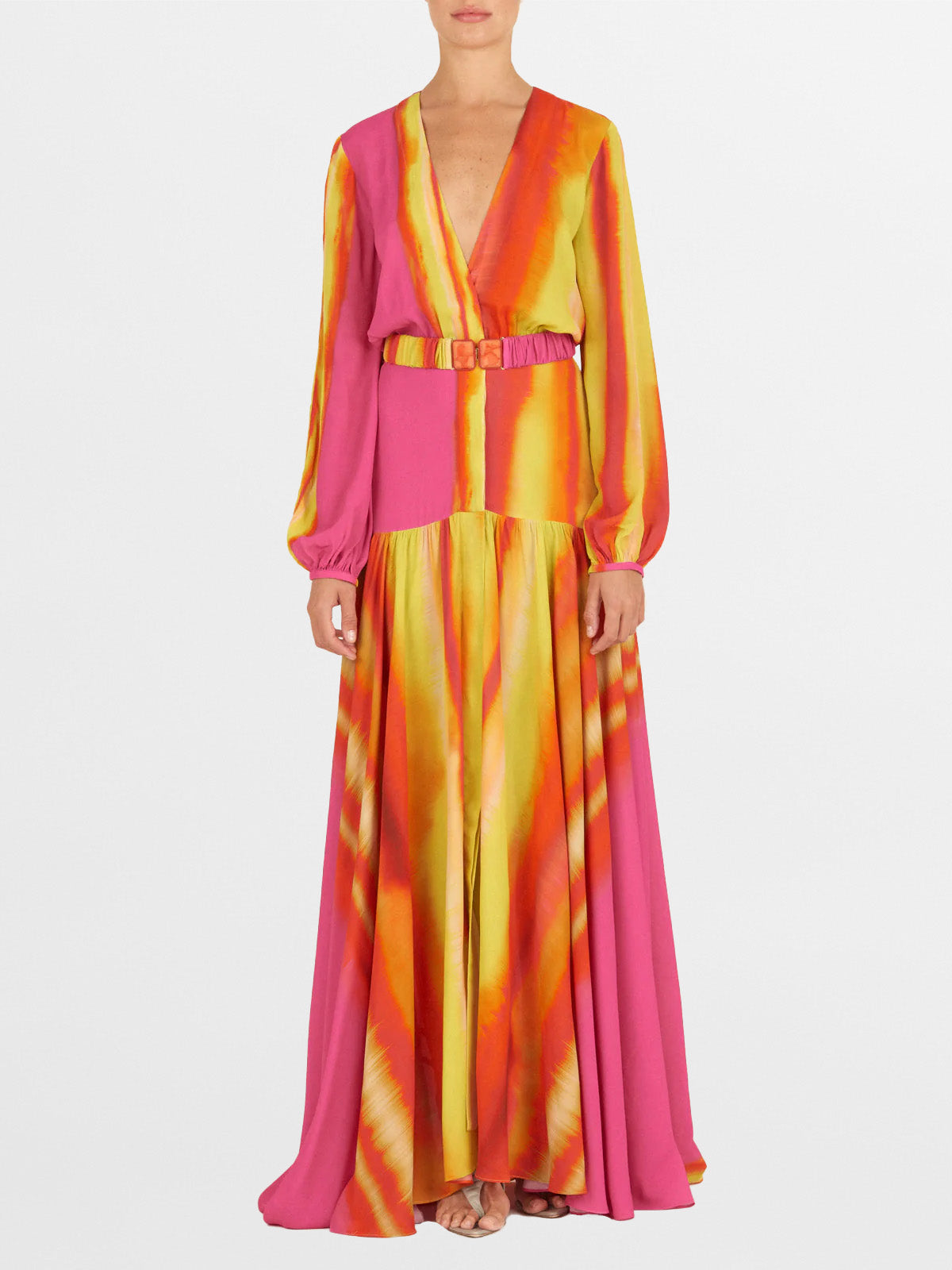 Silvia Tcherassi's Nagore Dress Fuschia Lime Stripes