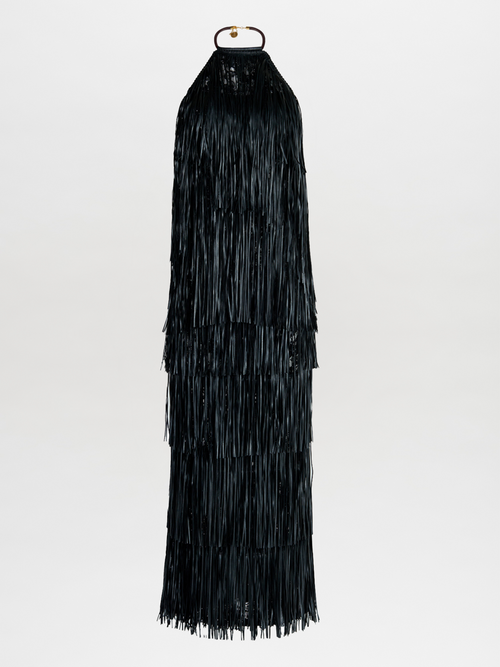 A Susa Dress Black on a mannequin.