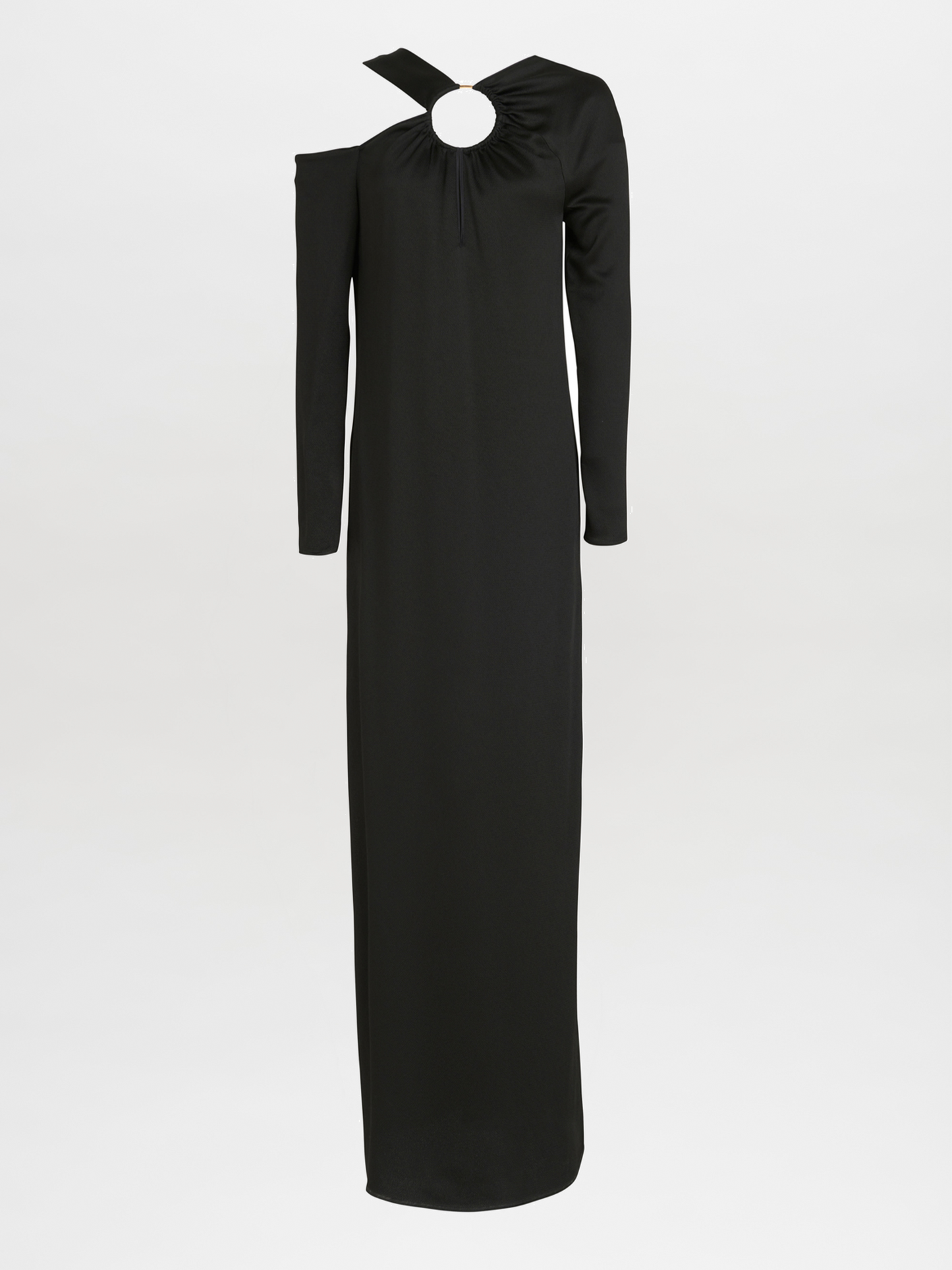 A timeless Turin Dress Black with elegant simplicity, featuring a cut out shoulder.