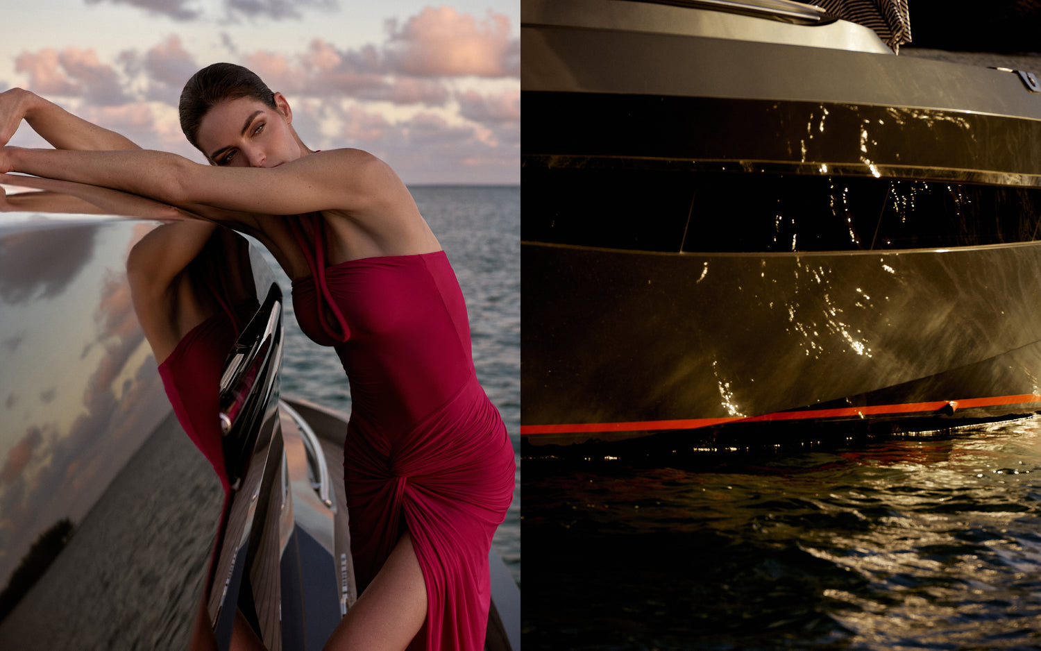 Woman_fuschia_dress_and_boat