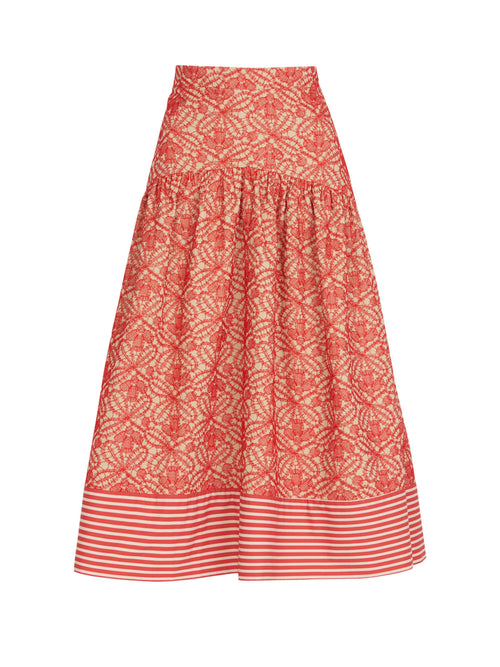 A Adalet Skirt Red Willow with a striped pattern.
