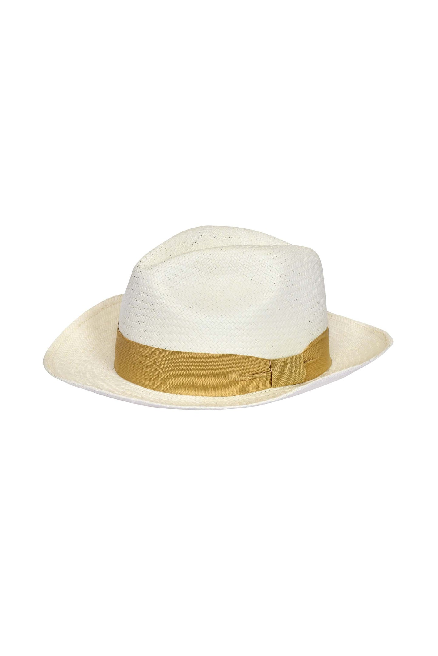 Roosevelt Hat Beige with a wide brim, crafted from toquilla plant fibers, featuring a beige band around the crown.