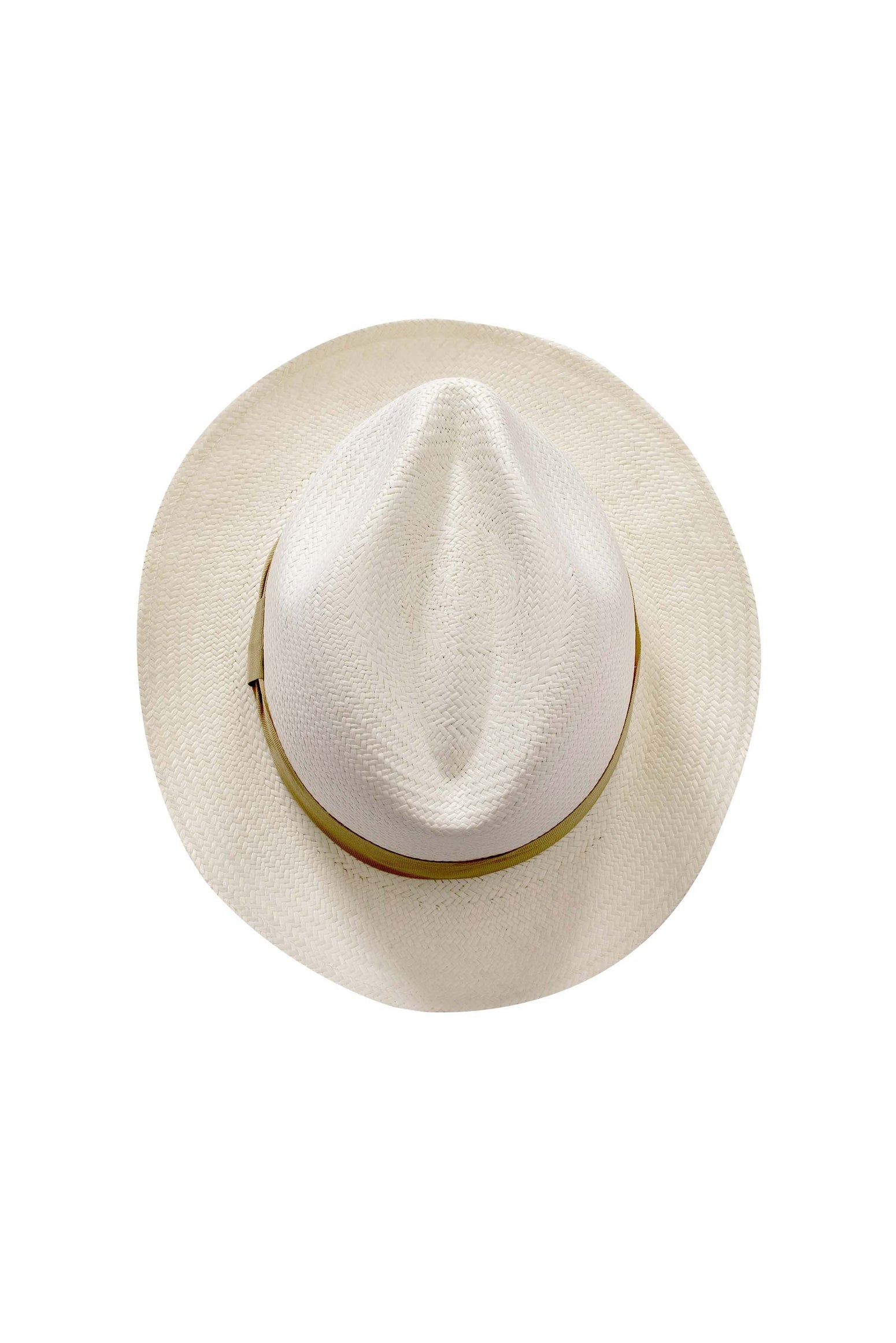 Roosevelt Hat Beige with a wide brim, crafted from toquilla plant fibers, featuring a beige band around the crown.