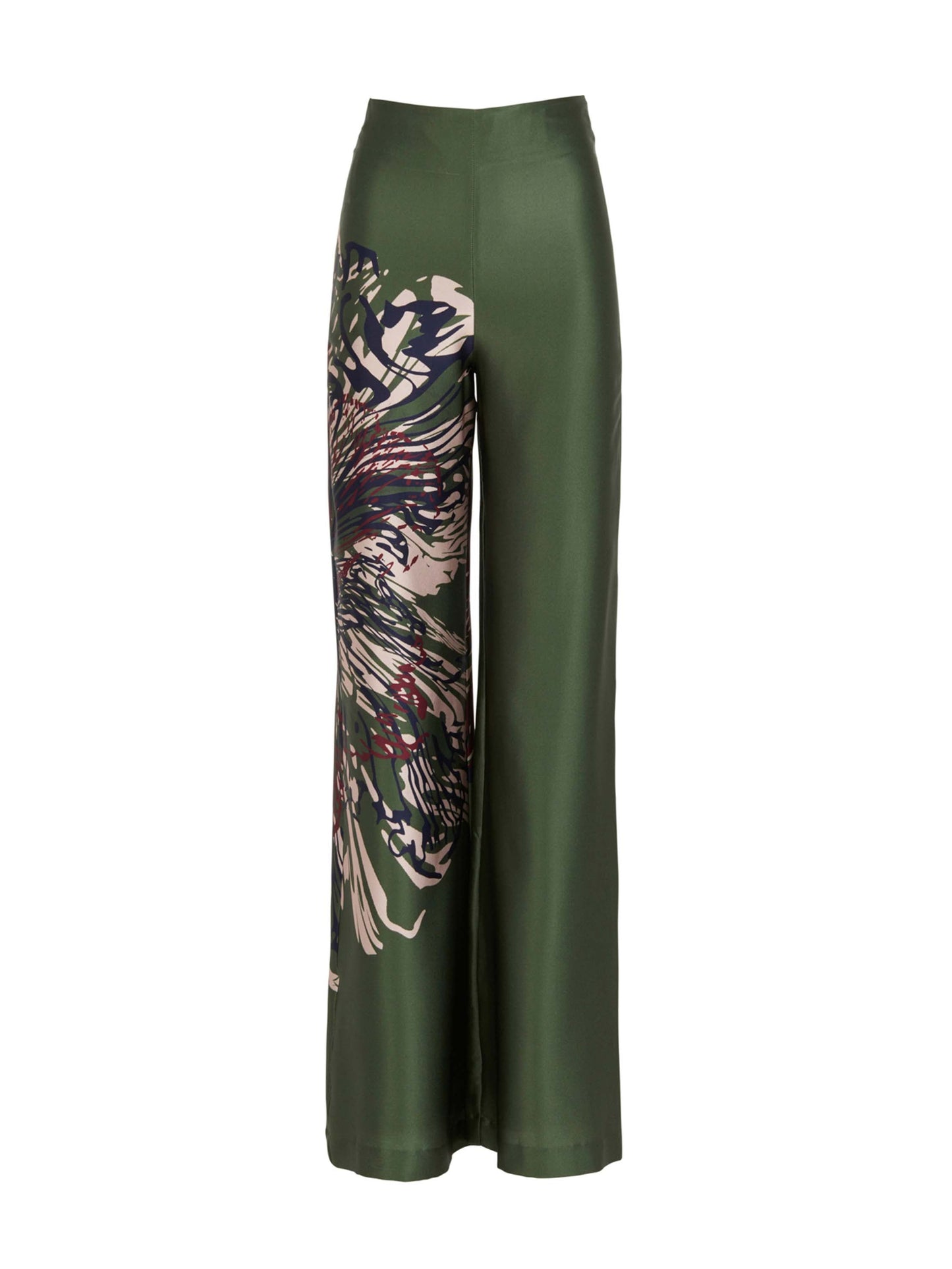 A Como Pant Green Floral, perfect for figure-flattery.