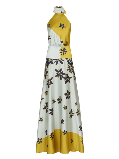 An elegant Isidora Dress Navy Citrine with floral print.