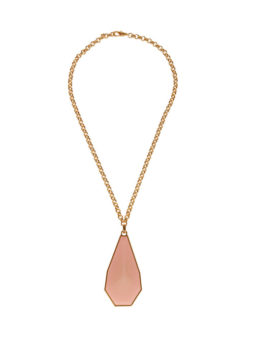 This Ascoli Necklace Pink with a pink stone on a gold chain can be ordered in just a few days.